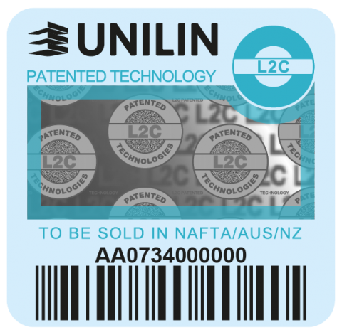 Blue Unilin label