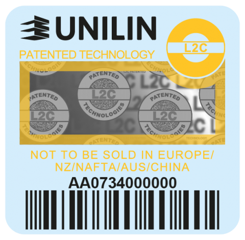 Yellow Unilin label